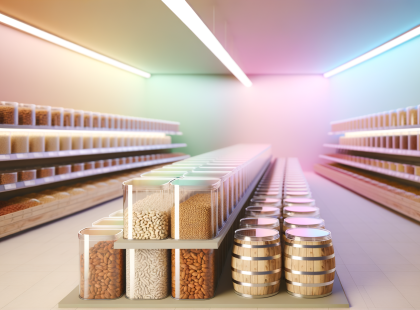 Nut Aisle Design: Boost Sales with Acrylic Bins and Wooden Barrels
