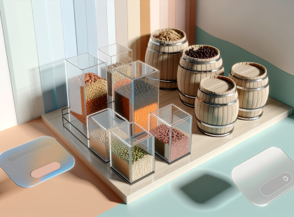 Premium Plexiglass Bins & Wooden Barrels Display Guide for Grocery & Delicatessen