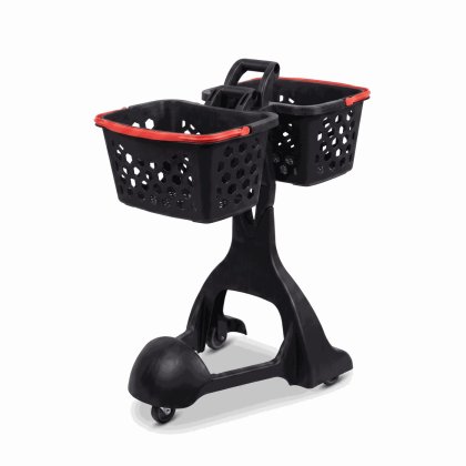 Double Plastic Basket Stand with Wheels